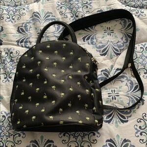 Black Palm Tree Patterned Backpack